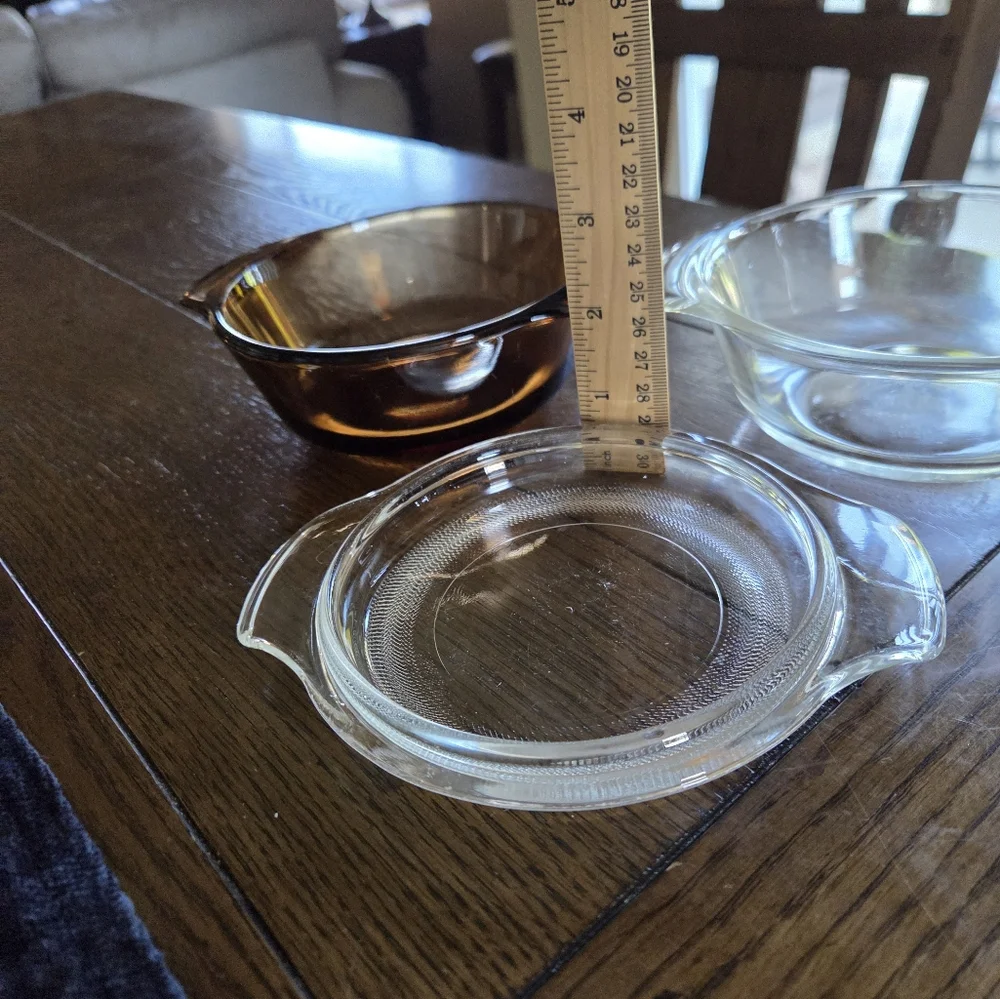 Vintage Anchor Hocking 12oz Ovenware Clear And Amber 1 Lid #472